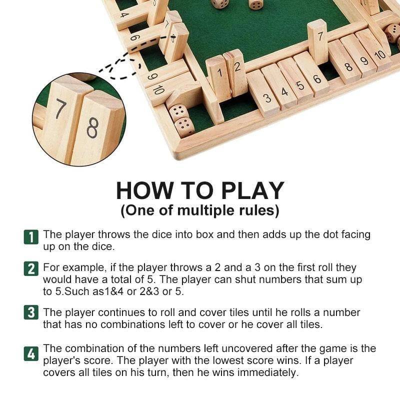 🏆🎁 Wooden Shut the Box Game – Family Party Dice Game for Kids & Adults | Math & Strategy Fun