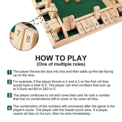 🏆🎁 Wooden Shut the Box Game – Family Party Dice Game for Kids & Adults | Math & Strategy Fun
